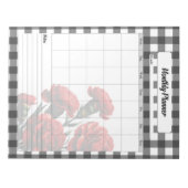 Black n White Floral Gingham _ Monatsplaner Notizblock (Vorderseite)