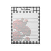 Black n White Floral Gingham _ Pflege Notes Notizblock (Rotiert)