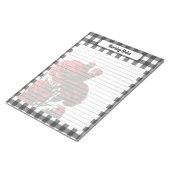 Black n White Floral Gingham _ Pflege Notes Notizblock (angewinkelt)