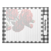 Black n White Floral Gingham _ Pflege Notes Notizblock (Vorderseite)