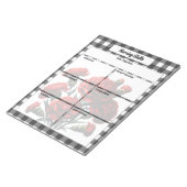 Black n White Floral Gingham_ Pflegefähigkeiten Notizblock (angewinkelt)