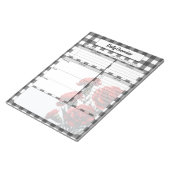 Black n White Floral Gingham _ Täglicher Überblick Notizblock (angewinkelt)