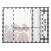 Black n White Floral Gingham _ Täglicher Überblick Notizblock (Vorderseite)
