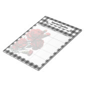 Black n White Floral Gingham _ Wichtige Gleichunge Notizblock (angewinkelt)