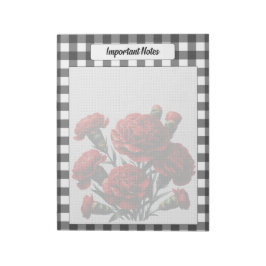 Black n White Floral Gingham_ Wichtige Hinweise Notizblock