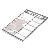 Black n White Floral Gingham _ Woche auf einen Bli Notizblock (angewinkelt)