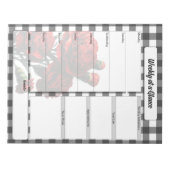 Black n White Floral Gingham _ Woche auf einen Bli Notizblock (Vorderseite)