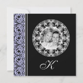 Black n White Lavender Circle Damask Wedding Einladung (Rückseite)