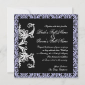 Black n White Lavender Circle Damask Wedding Einladung (Vorderseite)