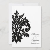 Black n White Lilie Damask Wedding Einladung (Rückseite)