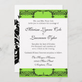 Black n White Lilie Damask Wedding Einladung (Vorne/Hinten)