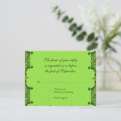 Black n White Lilie Damask Wedding RSVP Karte (Stehend Vorderseite)