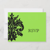 Black n White Lilie Damask Wedding RSVP Karte (Rückseite)