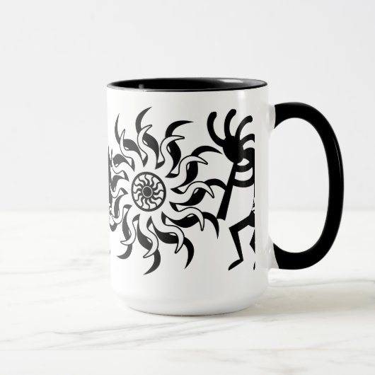 Black N White Southwest Kokopelli Tribal Sun Tasse (Rechts)