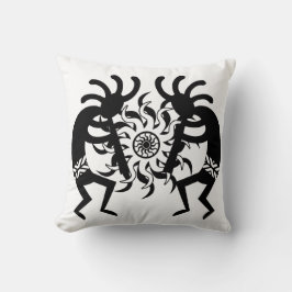 Black N White Southwest Tribal Sun Aztec Kokopelli Kissen