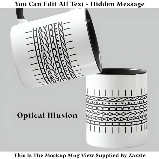 Black Name Hidden Message Trendy Tasse 121B Modern
