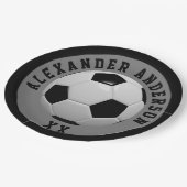 Black Name und Jersey Personalize Pappteller (Schrägansicht)