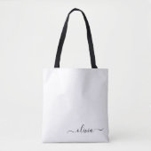 Black Name White Girly Script Monogram Modern Tasche (Vorderseite)