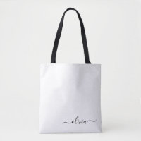 Black Name White Girly Script Monogram Modern