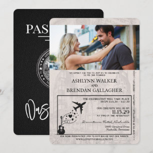 Black Nashville Passport Wedding Einladung