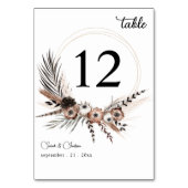 Black & Natural Floral Boho Hochzeit Tischnummer (Vorderseite)