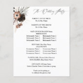 Black & Natural Floral Boho Hochzeitsprogramm (Hinten)