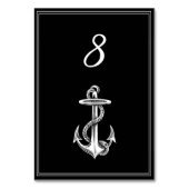 Black Nautic Anchor Tischnummer Card (Rückseite)