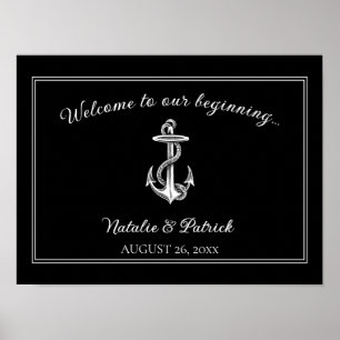 Black Nautical Anchor Wedding Poster