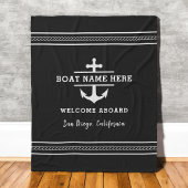 Black Nautical Boat Name Welcome Aboard Anchor  Fleecedecke