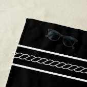 Black Nautical Boat Name Welcome Aboard Anchor  Strandtuch (Beispiel)