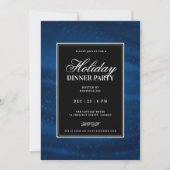 Black & Navy Blu Sequins Xmas Holiday Dinner Party Einladung (Vorderseite)