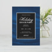 Black & Navy Blu Sequins Xmas Holiday Dinner Party Einladung (Stehend Vorderseite)