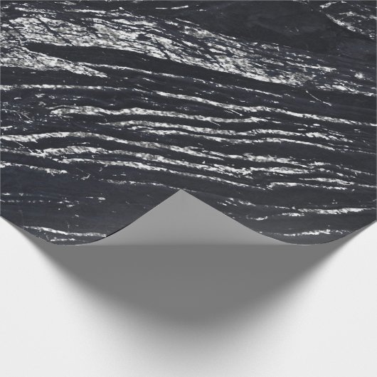 Black Navy Silver Grau Carrara Marmorstein Geschenkpapier (Ecke)