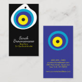 BLACK Navy Yellow Evil Eye Bead Amulett Visitenkarte (Vorne/Hinten)