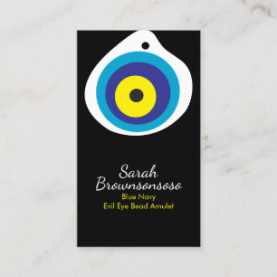 BLACK Navy Yellow Evil Eye Bead Amulett Visitenkarte