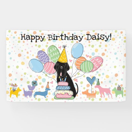 Black Neapolitan Mastiff Dog Birthday Banner (Horizontal)