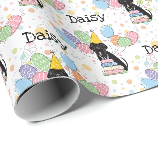 Black Neapolitan Mastiff Dog Birthday Geschenkpapier (Rolleneckpunkt)