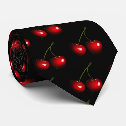 Black Neck Tie mit Red Cherry oder wählen Sie Farb Krawatte (Gerollt)