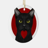 Black Neko mit rotem Herzen Keramikornament (Rechts)