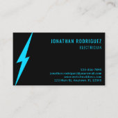 Black Neon Blue Lighting Bolt Custom Electrician Visitenkarte (Vorderseite)