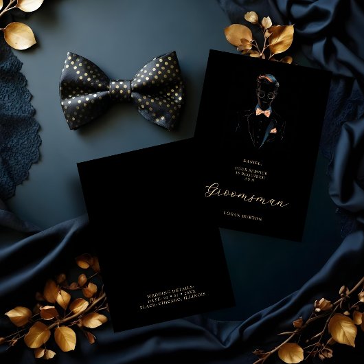 Black & Neon Effect Groomsman Silhouette Wedding