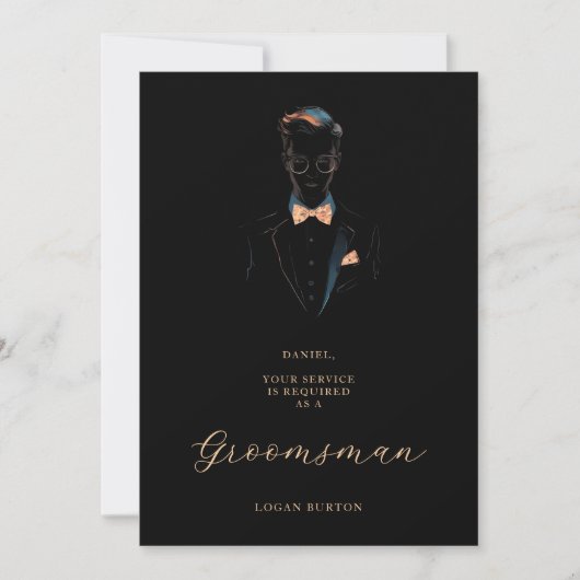 Black & Neon Effect Groomsman Silhouette Wedding (Vorderseite)
