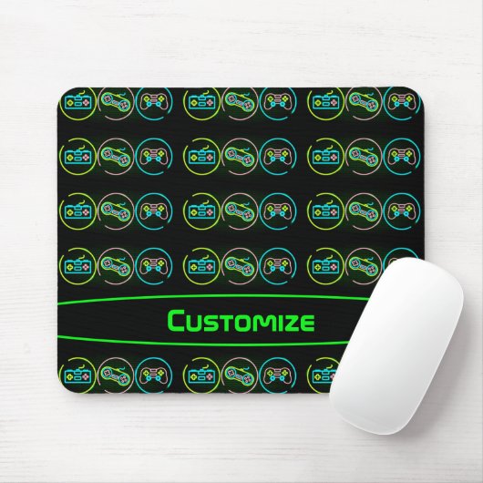 Black & Neon Gamer Mousepad (Mit Mouse)