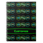 Black & Neon Gamer Notizblock (Vorderseite)