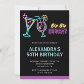 Black Neon Glow Cocktail Martini 54. Geburtstag Einladung (Vorderseite)