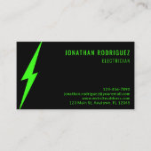 Black Neon Green Lighting Bolt Custom Electrician Visitenkarte (Vorderseite)