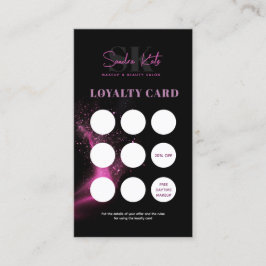 Black Neon Pink Beauty Salon QR Code Loyalty Card Visitenkarte