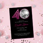 Black Neon Pink Disco Ball 40. Geburtstag Einladung<br><div class="desc">Feiern Sie mit diesem Neonzeichen,  Diskoball inspiriert 40. Geburtstag Einladungen. Passen Sie mit dieser Einladung Ihre Daten an. Wählen Sie aus,  ob sie gedruckt werden sollen,  als digitales Download oder beides!</div>