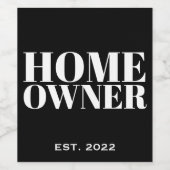 Black New Homeeigner Jahr etablierter Realtor Weinetikett (Einzelnes Label)