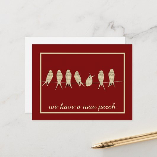 Black New Perch Änderung der Adresse Ankündigungspostkarte (Vorderseite/Rückseite Beispiel)